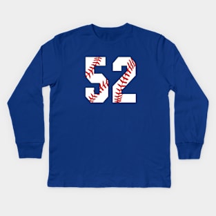 Baseball Number 52 #52 Baseball Shirt Jersey Favorite Player Biggest Fan Kids Long Sleeve T-Shirt